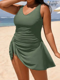 Maiô Feminino Detalhes Cordão Costas Nuas Antonella. Plus Size Verde Militar / Gg (42-46) M078