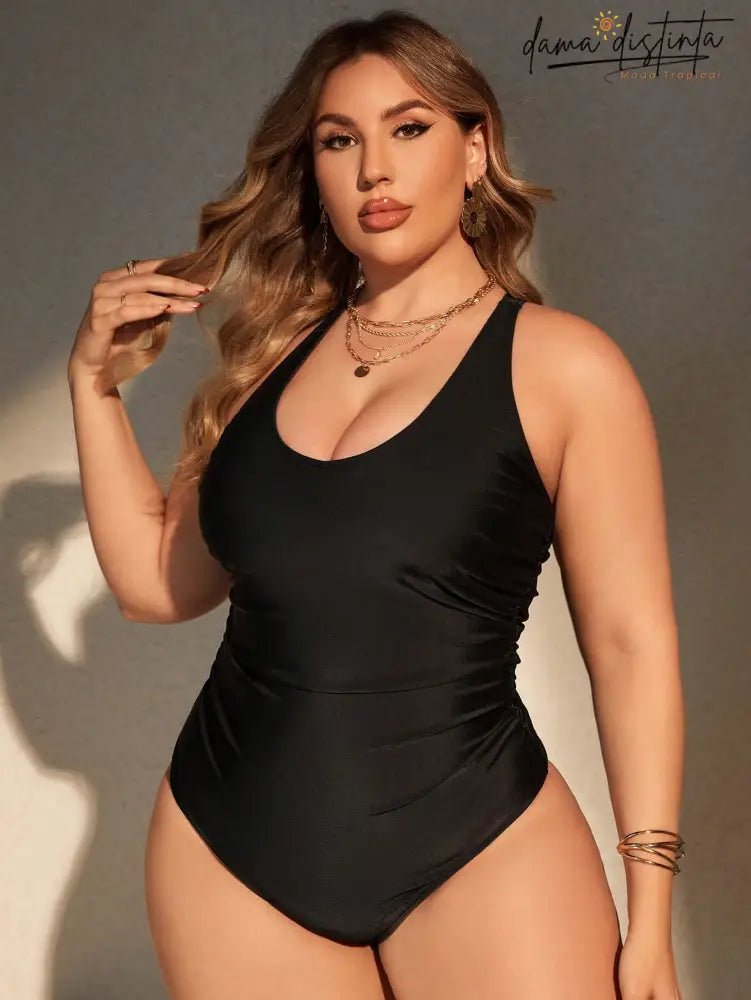 Maiô Feminino Detalhes Costas Nuas Jocilene. Plus Size M070 Uma Peça