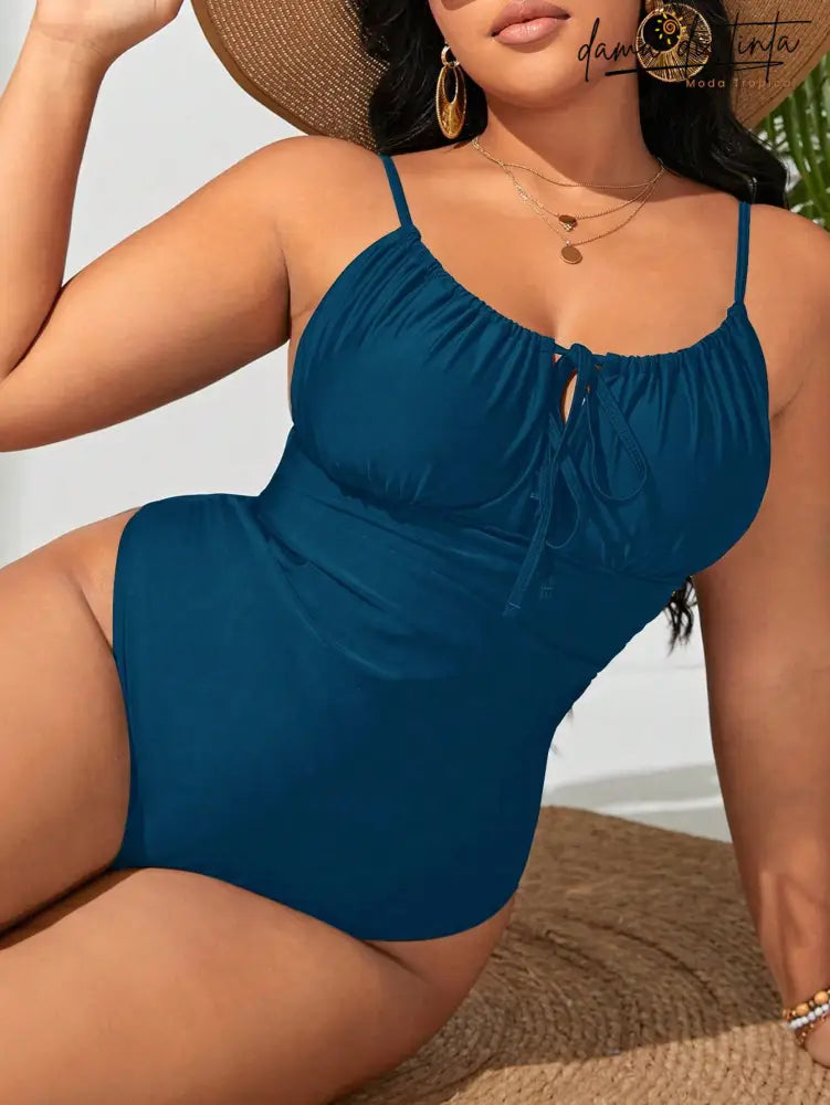 Maiô Feminino Gola Bandeau Cintura Alta Lica. Plus Size