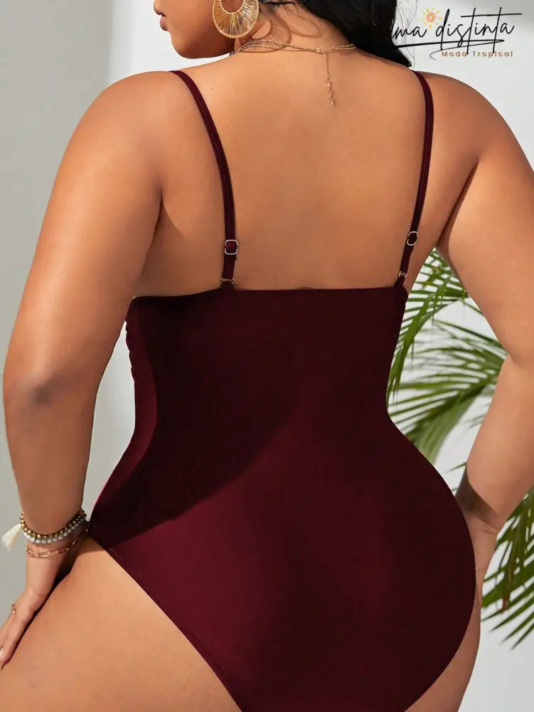 Maiô Feminino Gola Bandeau Cintura Alta Lica. Plus Size