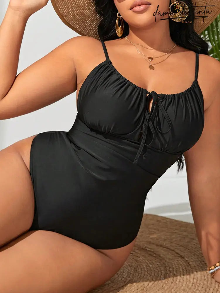 Maiô Feminino Gola Bandeau Cintura Alta Lica. Plus Size