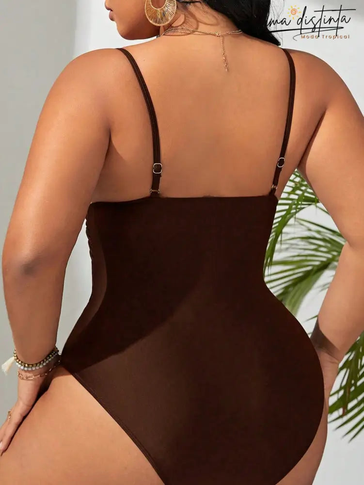 Maiô Feminino Gola Bandeau Cintura Alta Lica. Plus Size