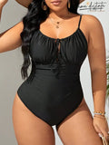 Maiô Feminino Gola Bandeau Cintura Alta Lica. Plus Size Preto / Gg(42-46)