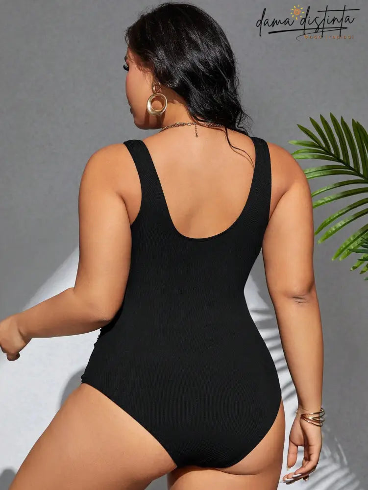 Maiô Feminino Listrado Alças Grossas Michelle. Plus Size Psz029 Uma Peça