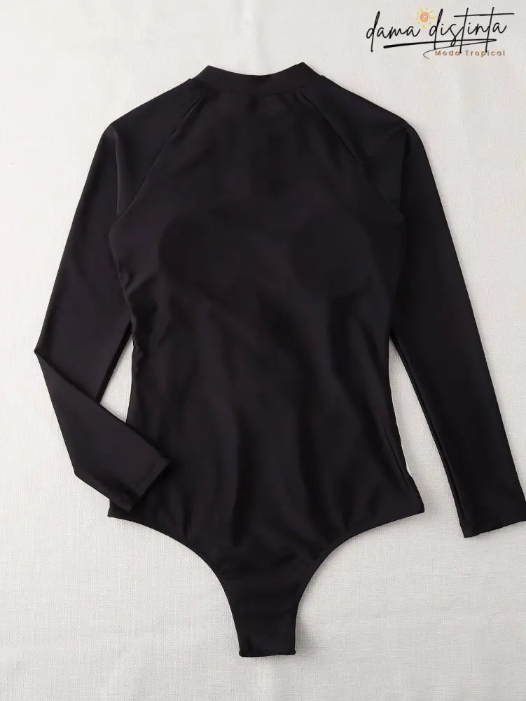 Maiô Feminino Zíper Frontal E Mangas Longas Karen M0180708 Camisa Esportiva Feminina