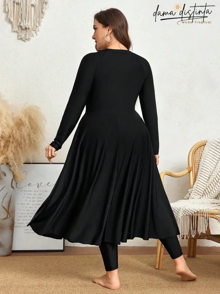 Mulvari Burkini Feminino De Manga Longa Com Bloco Cores Fashion Paolaa. Plus Size C0480608 Burkinis
