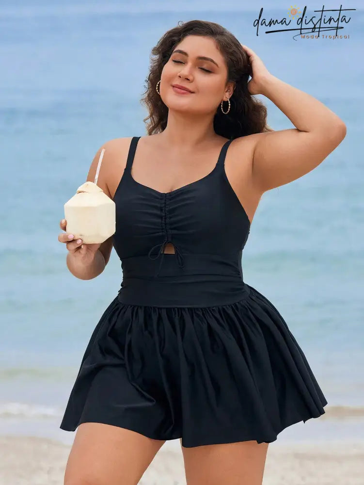 Saia De Praia Detalhescortado Cordão Jocy. Plus Size M077 Vestidos Natação Tamanho Grande