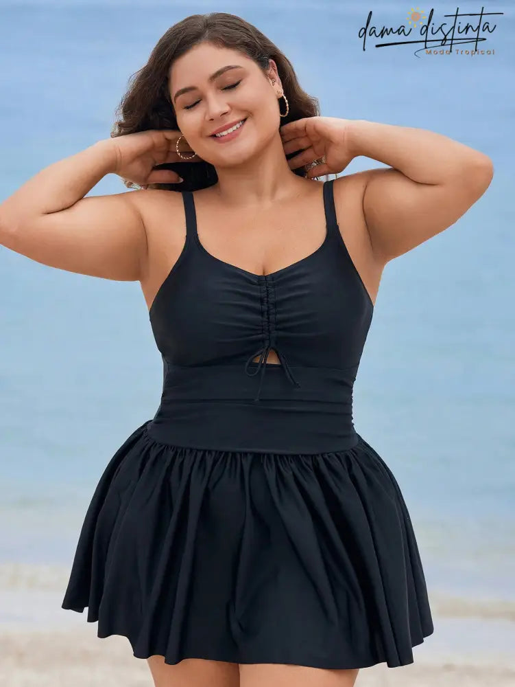 Saia De Praia Detalhescortado Cordão Jocy. Plus Size M077 Vestidos Natação Tamanho Grande