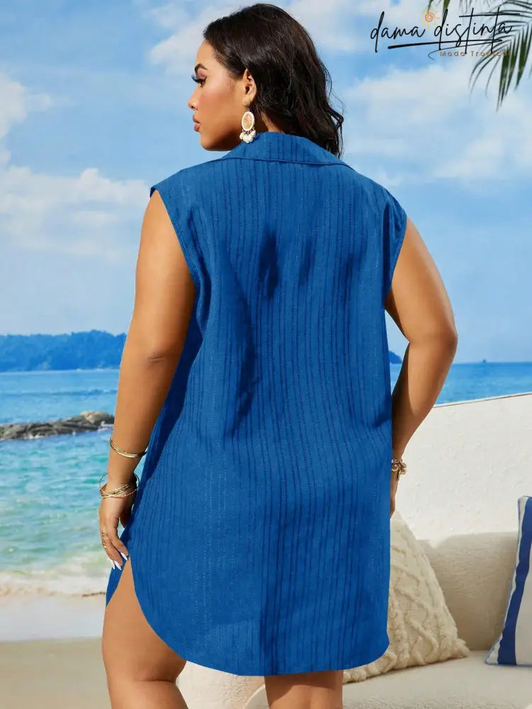 Saída De Praia Feminina Sem Mangas Letícia. Plus Size Sp025 Encobrimentos Plus Size