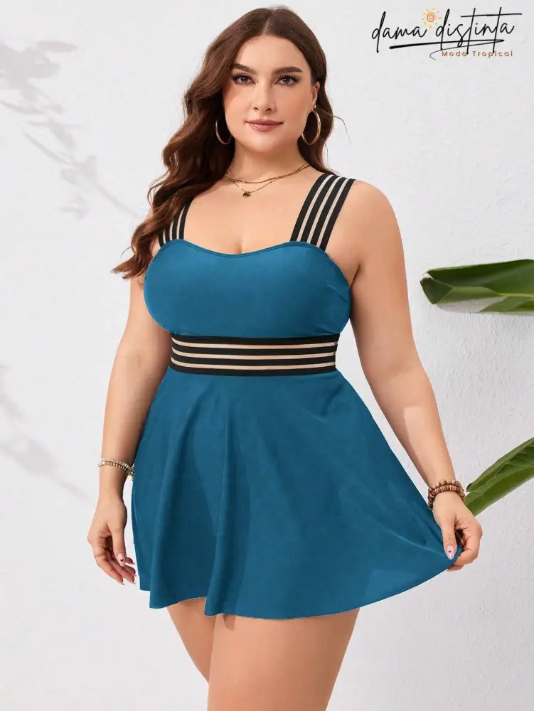 Tankini Feminino Cintura Com Detalhe Transparente Ivina. Plus Size P007 Tankinis