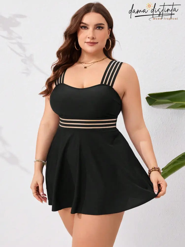 Tankini Feminino Cintura Com Detalhe Transparente Ivina. Plus Size P007 Tankinis