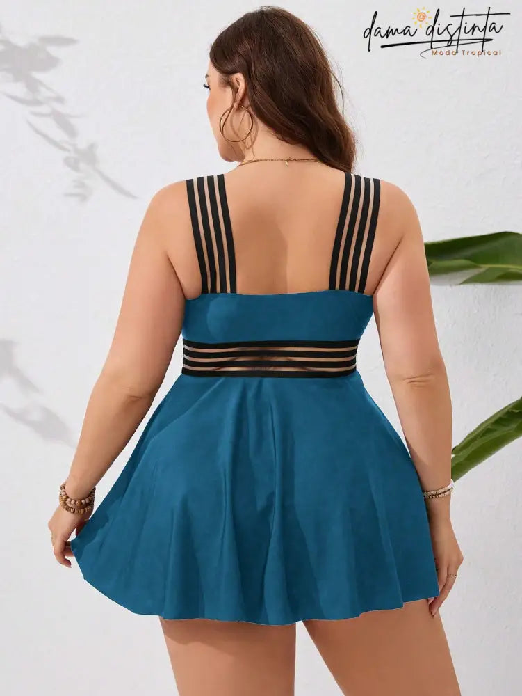 Tankini Feminino Cintura Com Detalhe Transparente Ivina. Plus Size P007 Tankinis