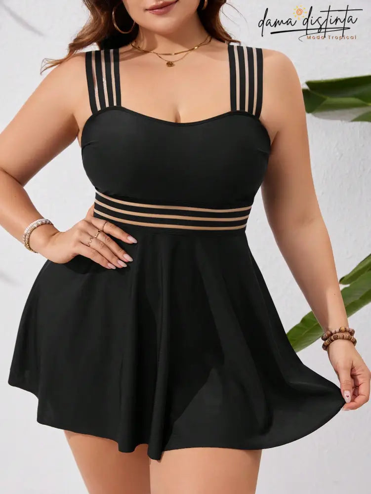 Tankini Feminino Cintura Com Detalhe Transparente Ivina. Plus Size P007 Tankinis