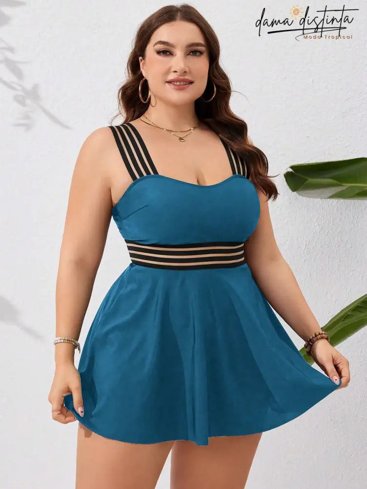 Tankini Feminino Cintura Com Detalhe Transparente Ivina. Plus Size P007 Tankinis