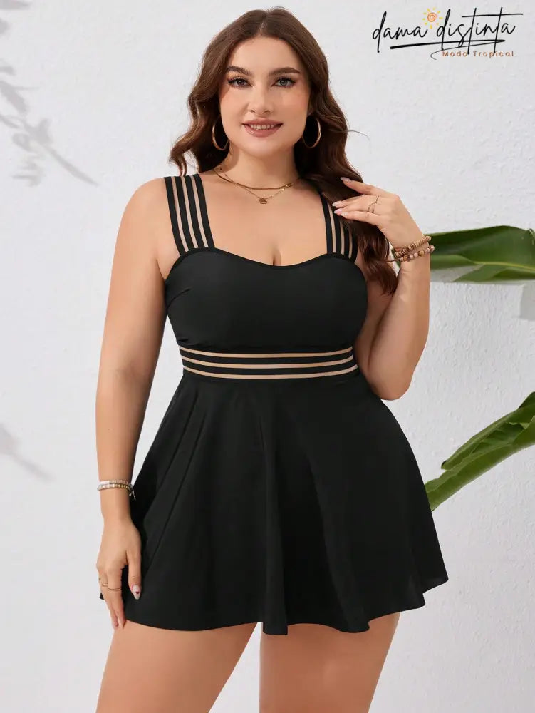 Tankini Feminino Cintura Com Detalhe Transparente Ivina. Plus Size P007 Tankinis