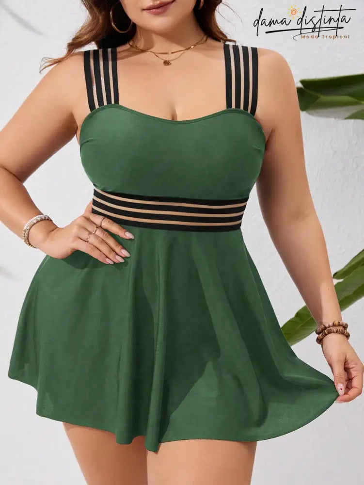 Tankini Feminino Cintura Com Detalhe Transparente Ivina. Plus Size P007 Tankinis