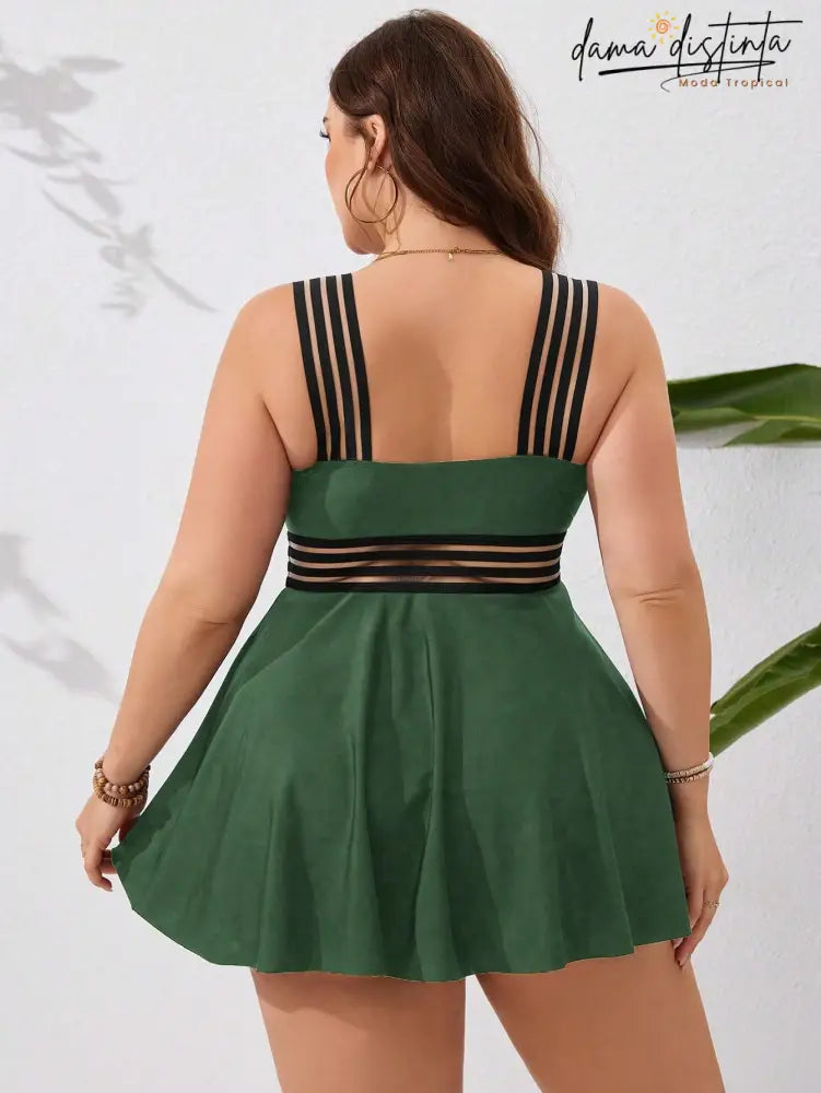 Tankini Feminino Cintura Com Detalhe Transparente Ivina. Plus Size P007 Tankinis