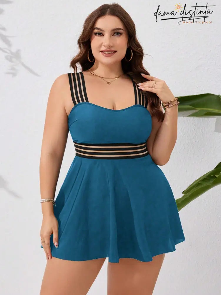 Tankini Feminino Cintura Com Detalhe Transparente Ivina. Plus Size P007 Tankinis