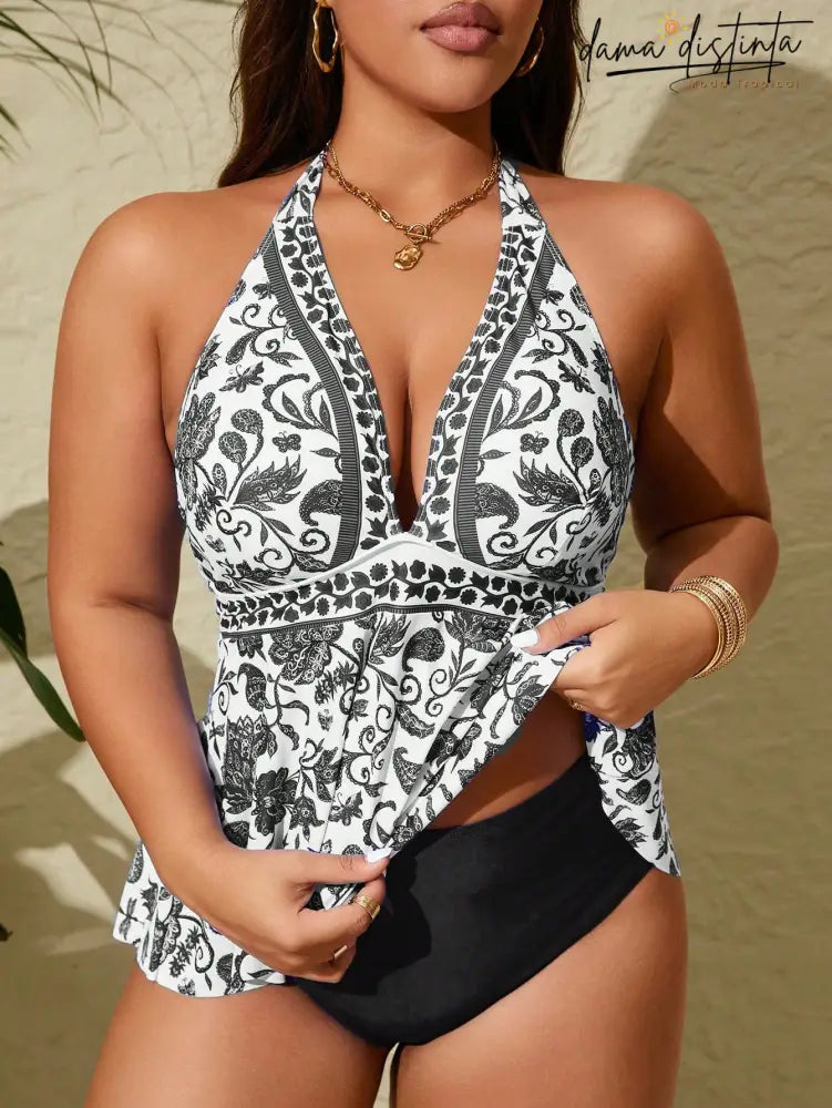 Tankini Feminino com Laço Ajustável e Caimento Solto - Liryan. Plus Size