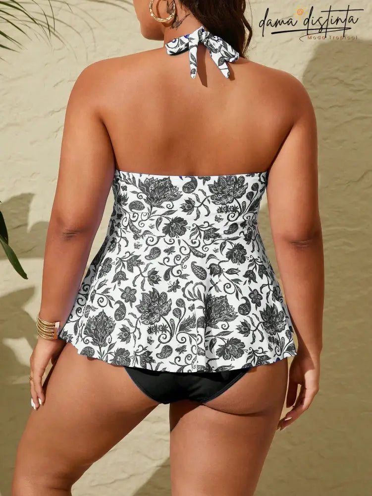 Tankini Feminino Com Laço Ajustável E Caimento Solto - Liryan. Plus Size Tankinis