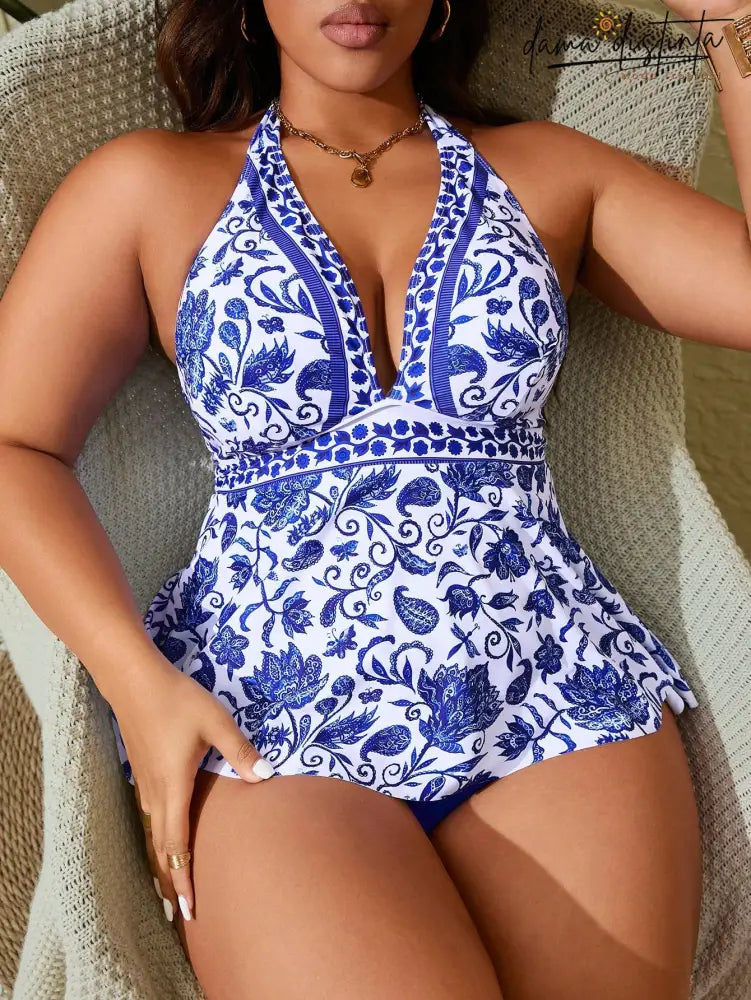 Tankini Feminino Com Laço Ajustável E Caimento Solto - Liryan. Plus Size Tankinis