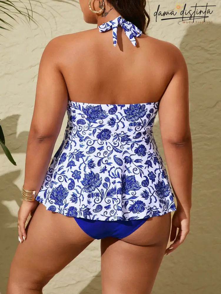 Tankini Feminino Com Laço Ajustável E Caimento Solto - Liryan. Plus Size Tankinis