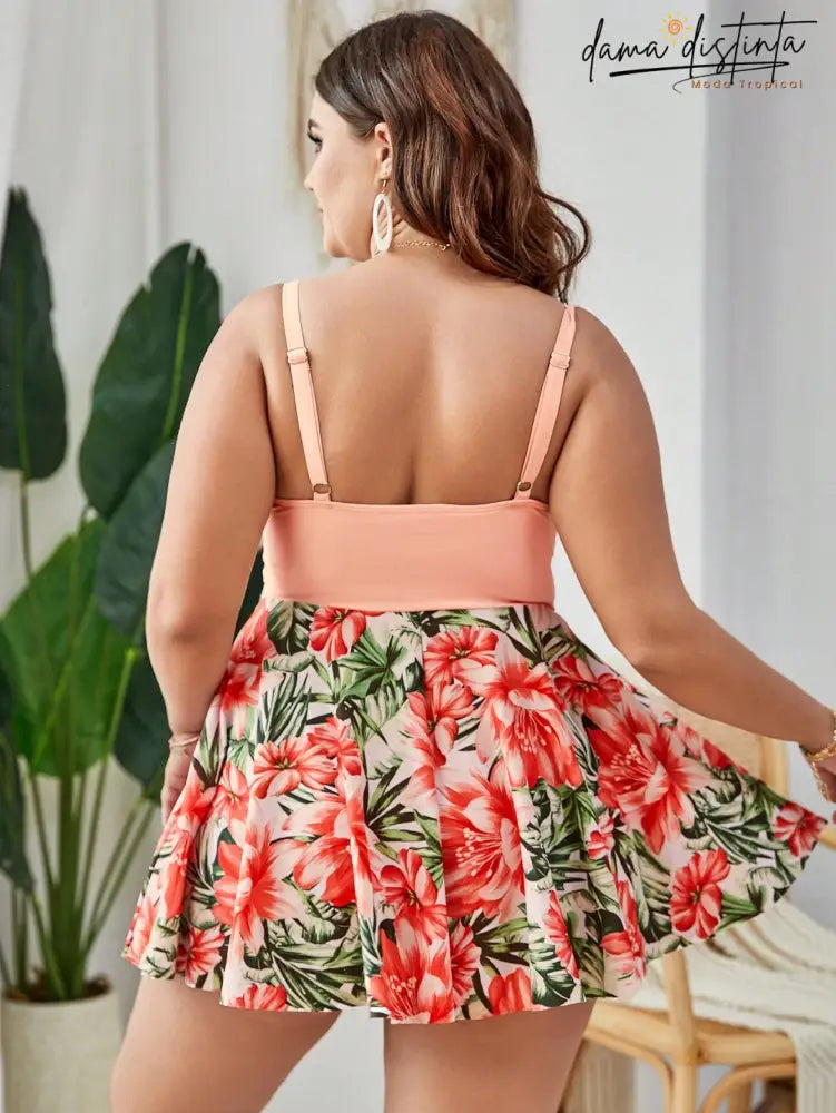 Tankini Feminino Detalhe Torcido E Alças Finas Rayna. Plus Size T007 Vestidos De Natação Tamanho