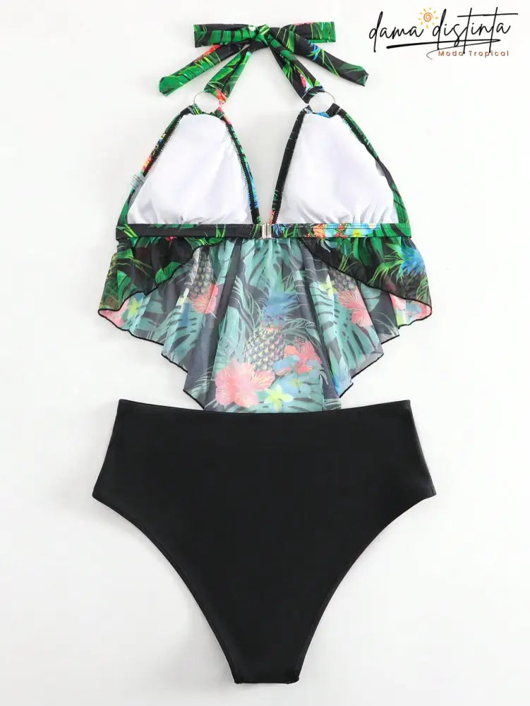 Tankini Feminino Detalhes Tie Back Cintura Alta Nicoly Psz059 Feminino