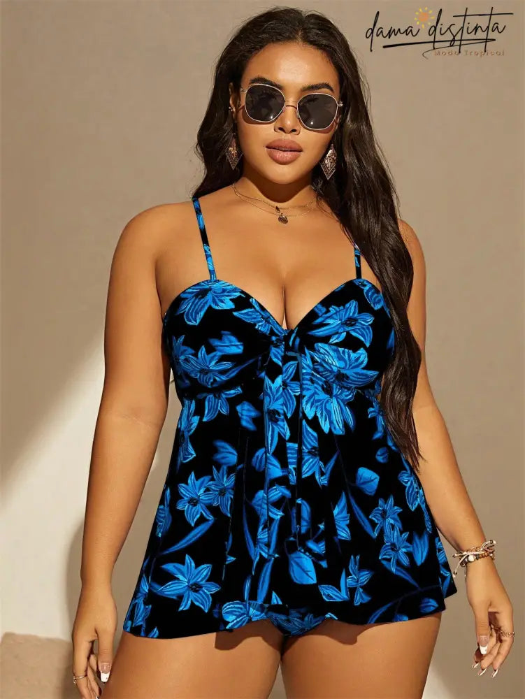 Tankini Feminino Tipo Vestido E Nó Na Frente Jamily. Plus Size T009 Vestidos De Natação Tamanho