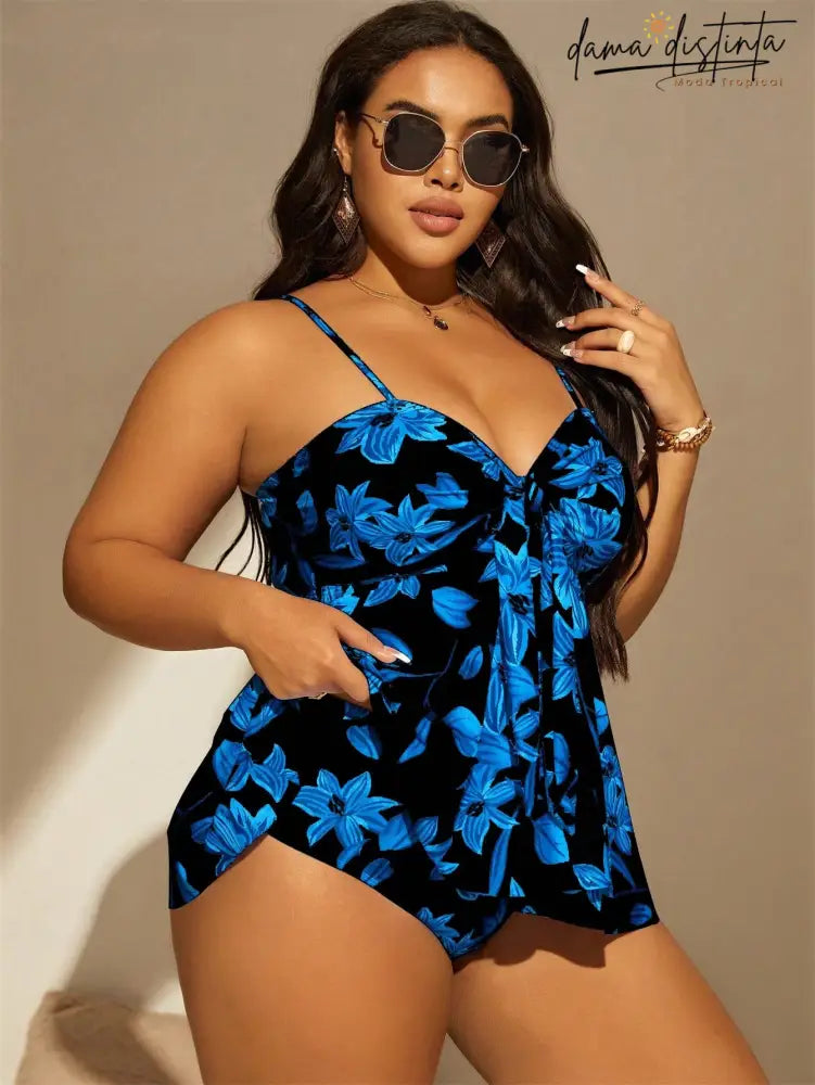 Tankini Feminino Tipo Vestido E Nó Na Frente Jamily. Plus Size T009 Vestidos De Natação Tamanho
