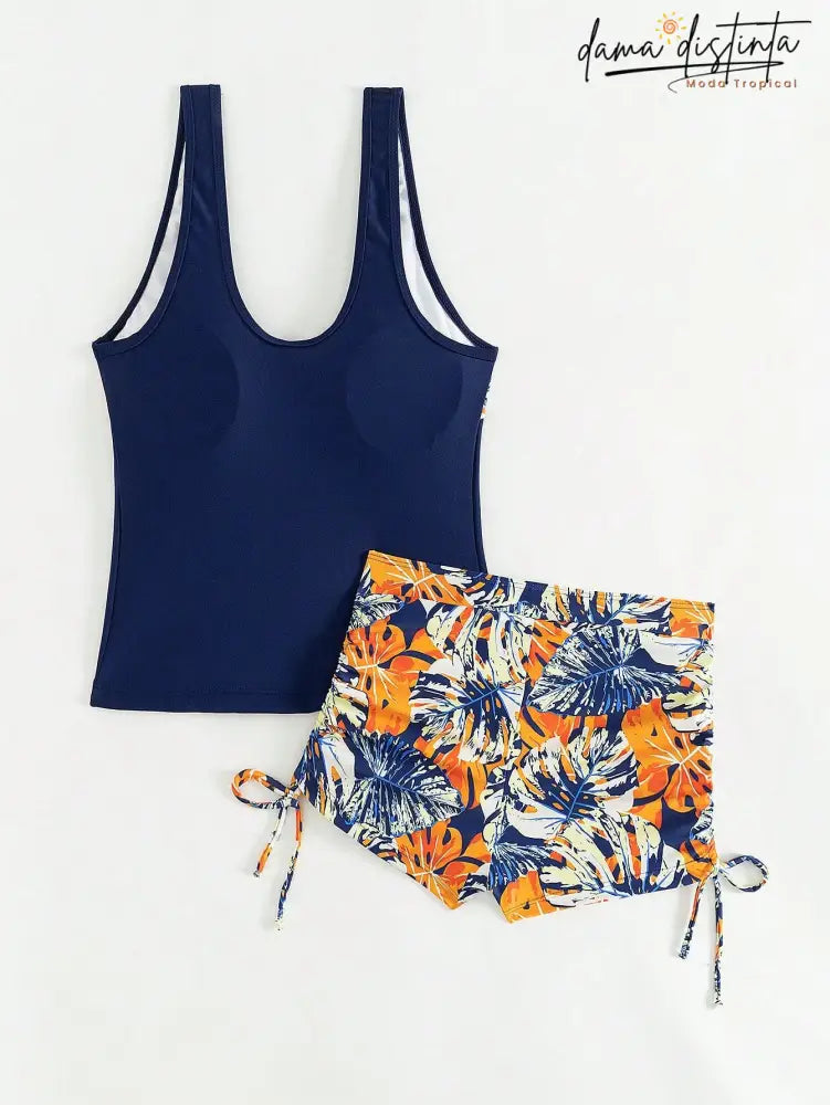 Tankini Feminino Tropical Com Cordão Aos Lados Alessia Mp018 Feminino