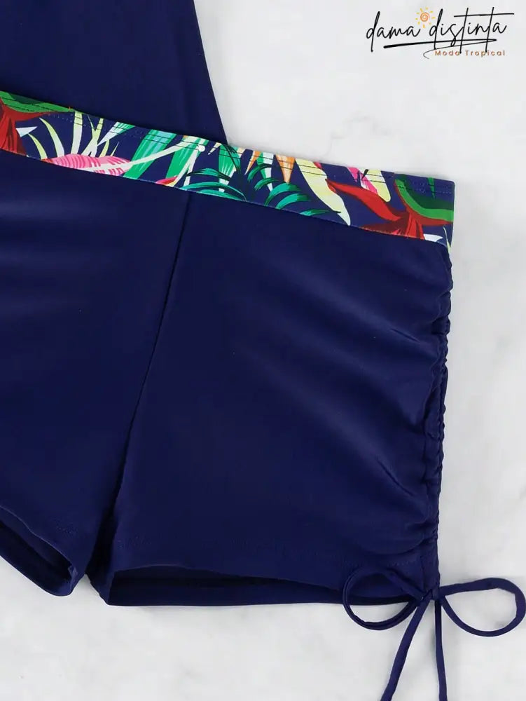 Tankini Feminino Tropical Com Cordão Aos Lados Alessia Mp018 Feminino
