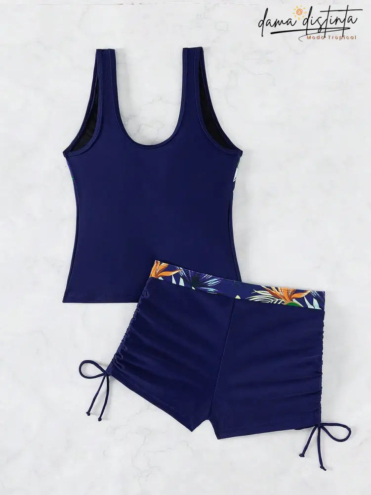 Tankini Feminino Tropical Com Cordão Aos Lados Alessia Mp018 Feminino