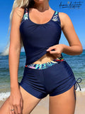 Tankini Feminino Tropical Com Cordão Aos Lados Alessia Azul Marinho / P (36-38) Mp018 Feminino