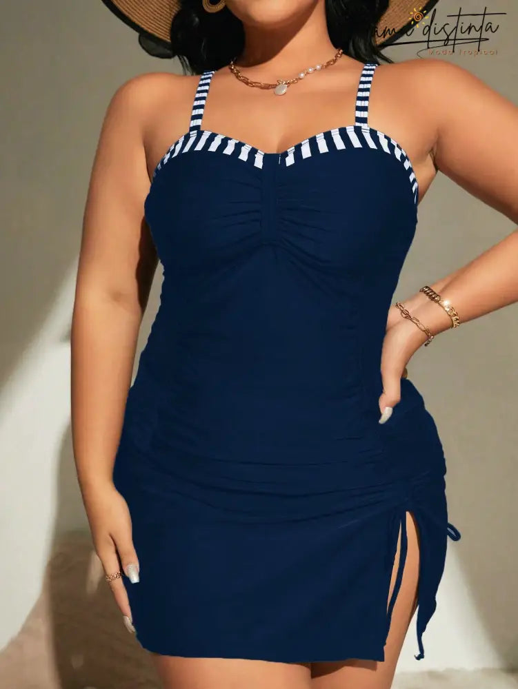Tankinis Feminino Listrado Alças Grossas Kayla. Plus Size