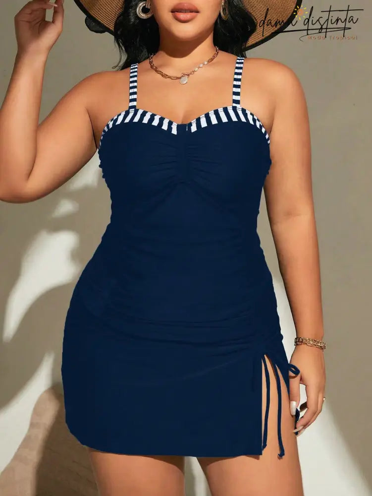 Tankinis Listrado Alças Grossas Kayla. Plus Size